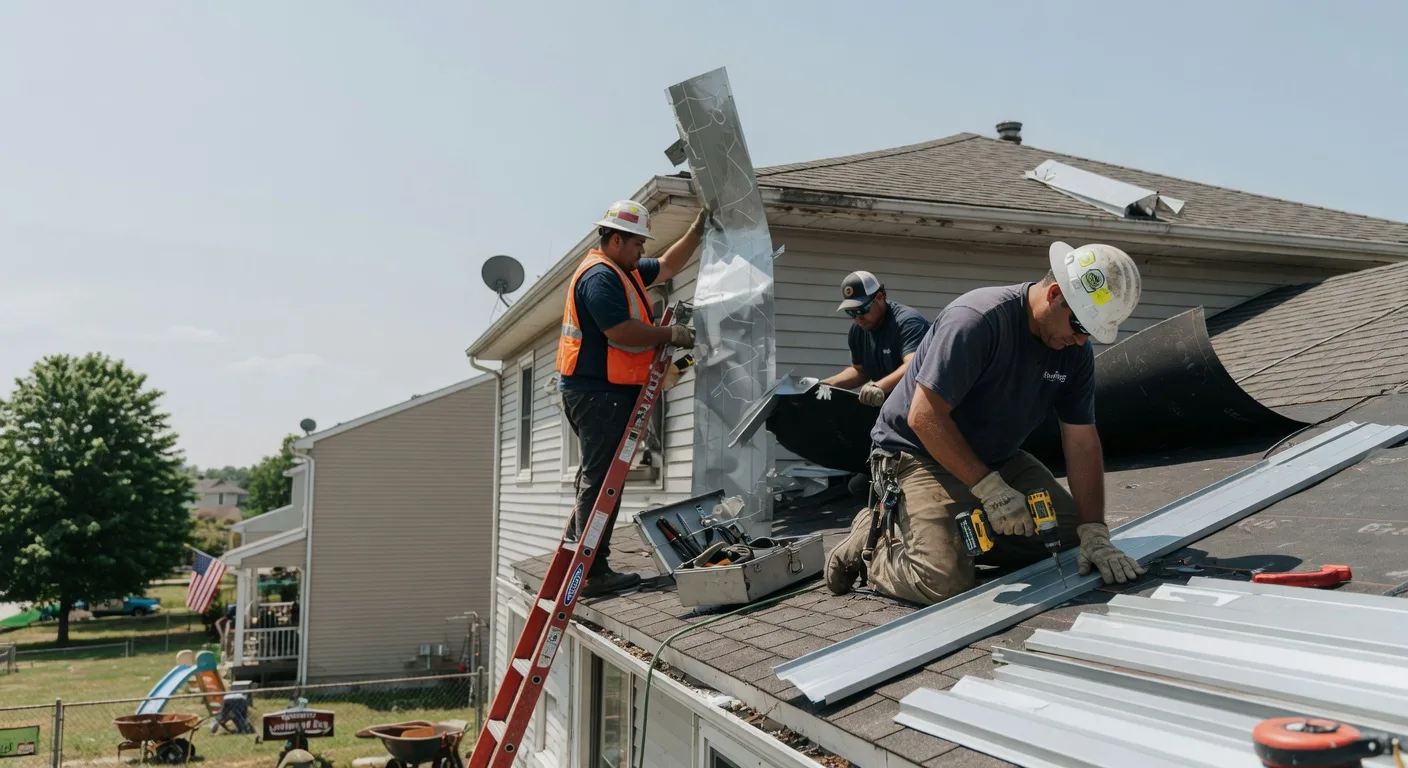 Storm Damage Metal Roof Repair in East Templeton, MA